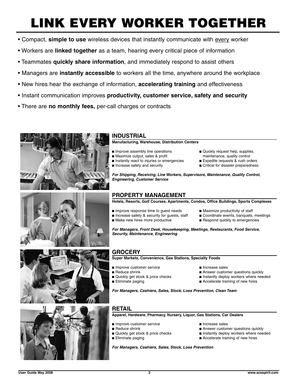 Link every worker together, Industrial, Property management | Grocery, Retail | Motorola RDX RDV5100 User Manual | Page 2 / 15