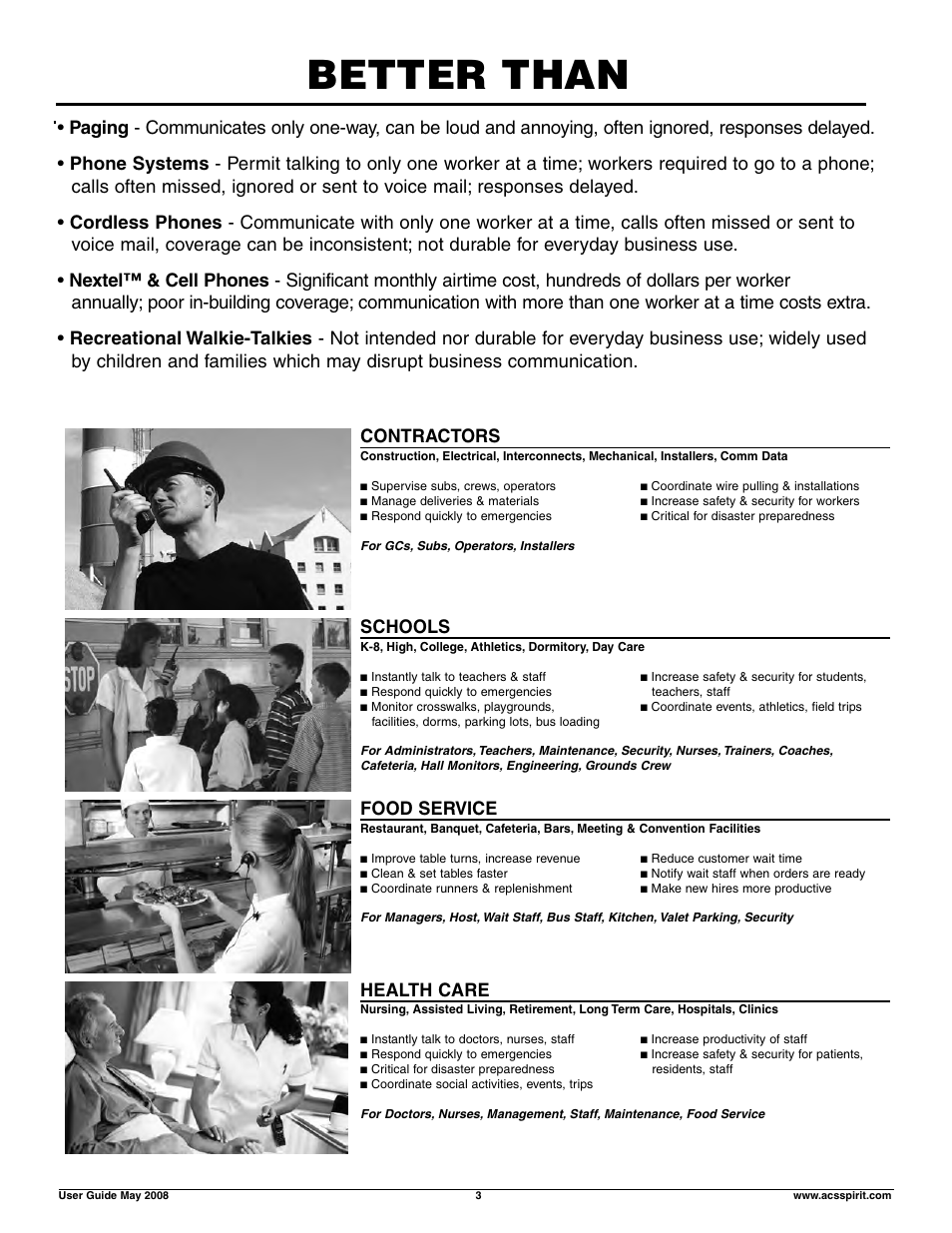 Better than, Contractors, Schools | Food service, Health care | Motorola RDX RDV5100 User Manual | Page 3 / 15