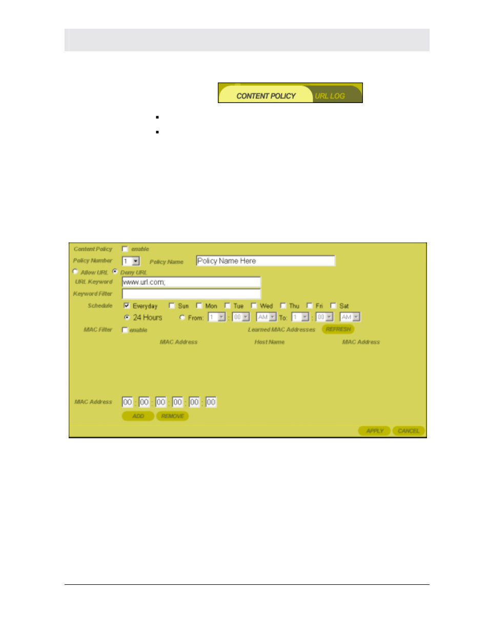 Parental control ˚ content policy | Motorola WR850G User Manual | Page 57 / 93