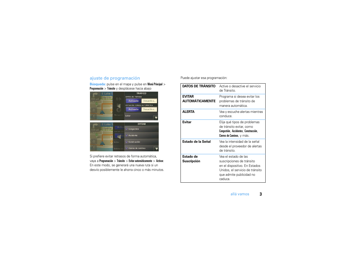 Ajuste de programación | Motorola MOTONAV GC450 User Manual | Page 21 / 56