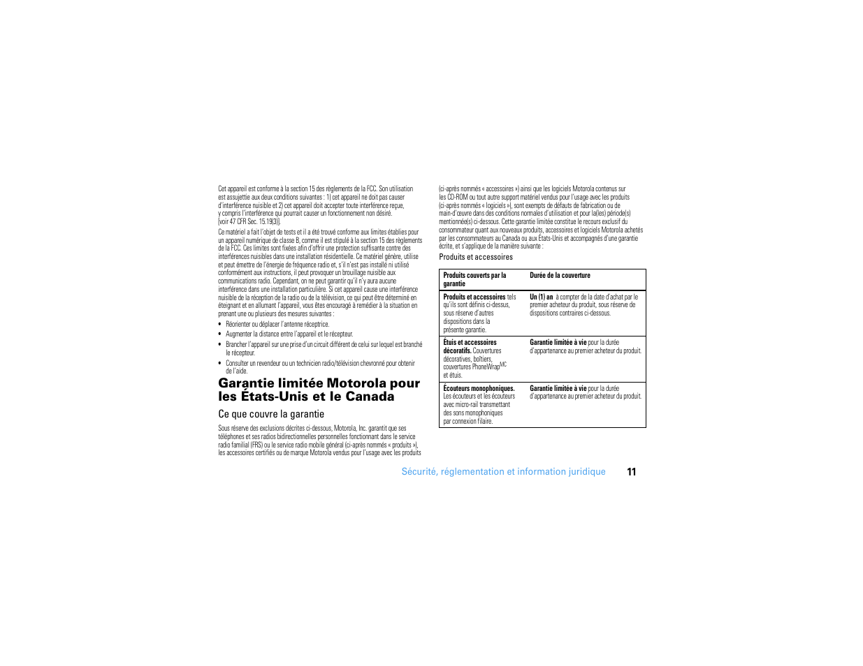 Garantie | Motorola MOTONAV GC450 User Manual | Page 47 / 56