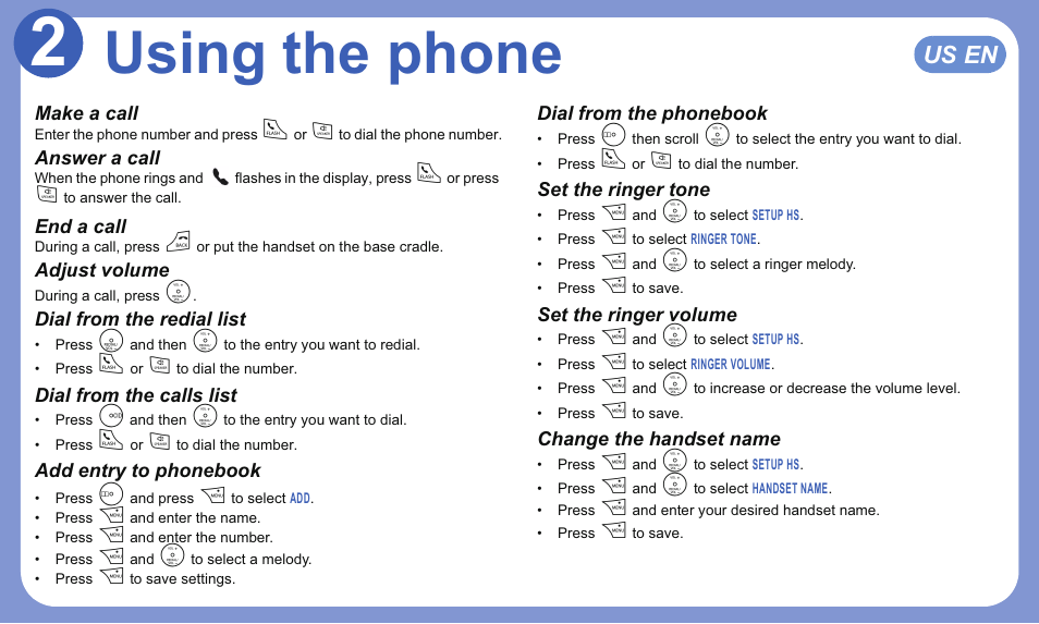 Using the phone | Motorola L303 User Manual | Page 5 / 8