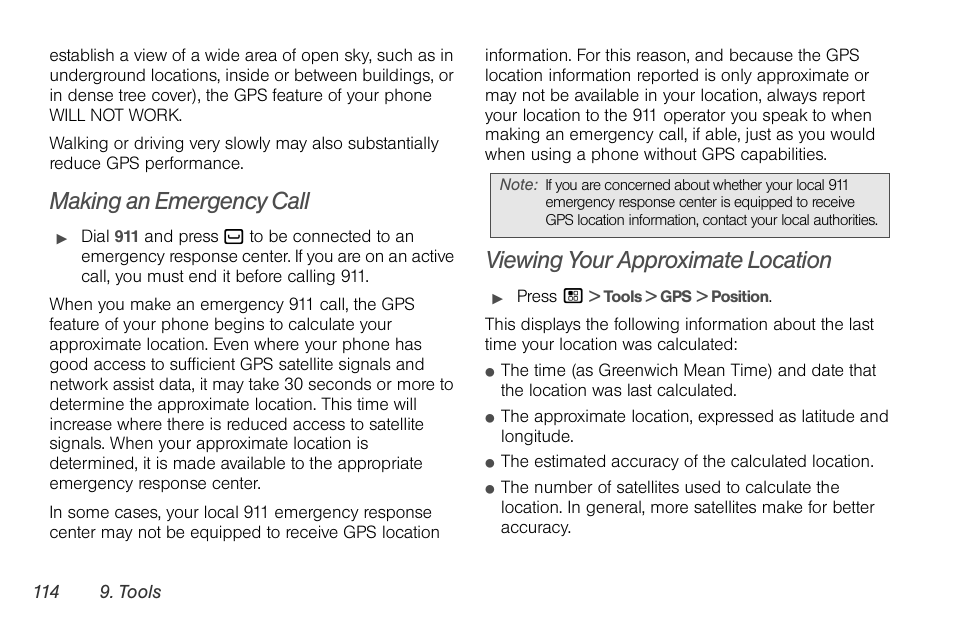 Making an emergency call, Viewing your approximate location | Motorola BRUTE NNTN7794C User Manual | Page 124 / 193