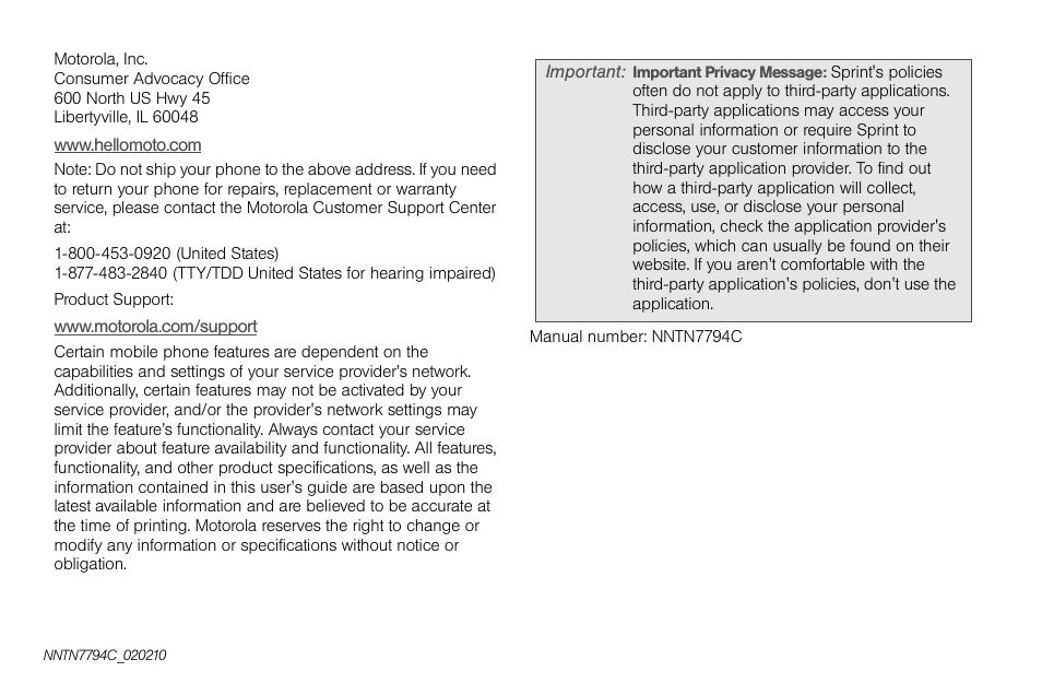 Motorola BRUTE NNTN7794C User Manual | Page 2 / 193