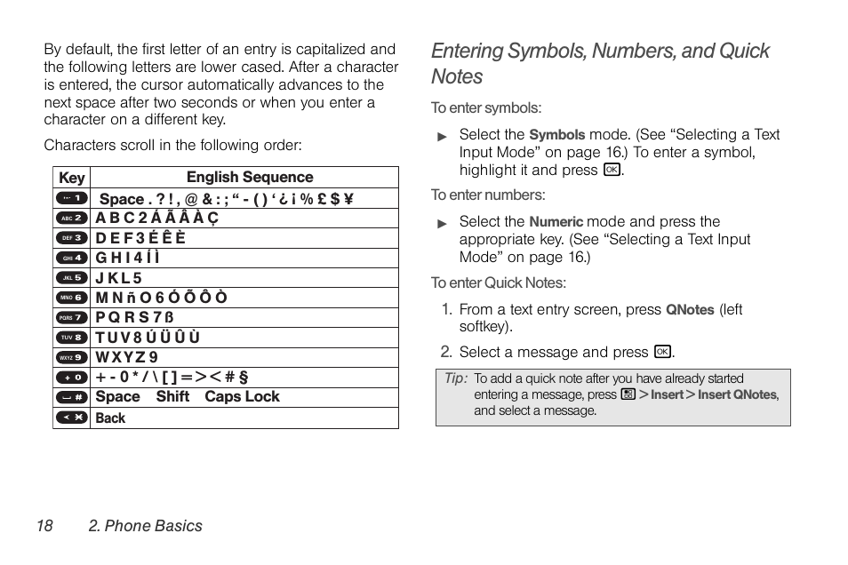 Entering symbols, numbers, and quick notes | Motorola BRUTE NNTN7794C User Manual | Page 28 / 193