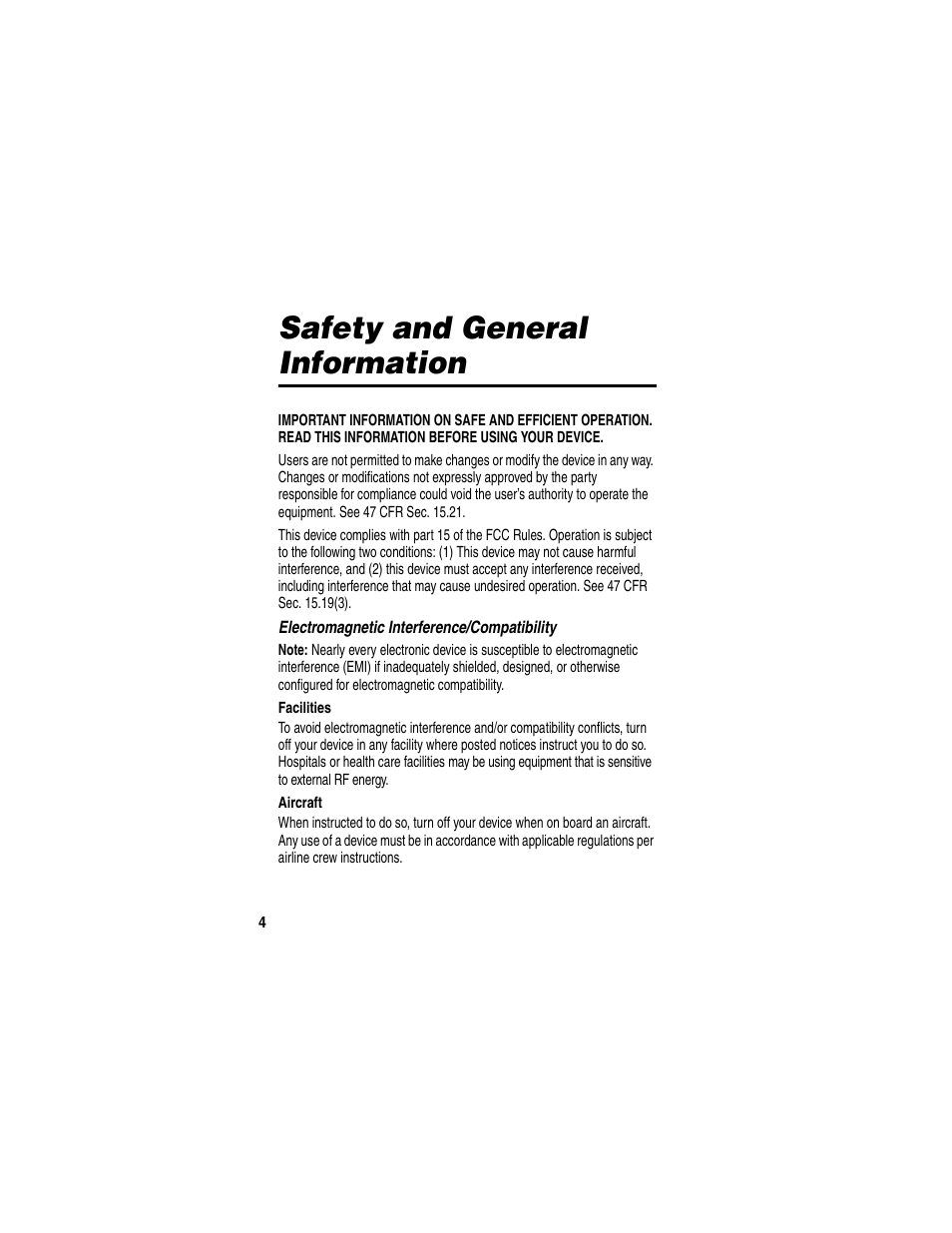 Safety and general information | Motorola HF850 User Manual | Page 6 / 90