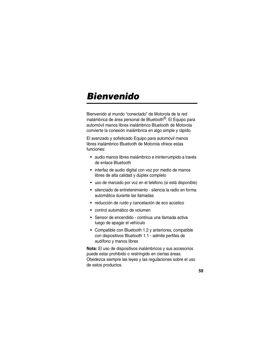 Bienvenido | Motorola HF850 User Manual | Page 61 / 90