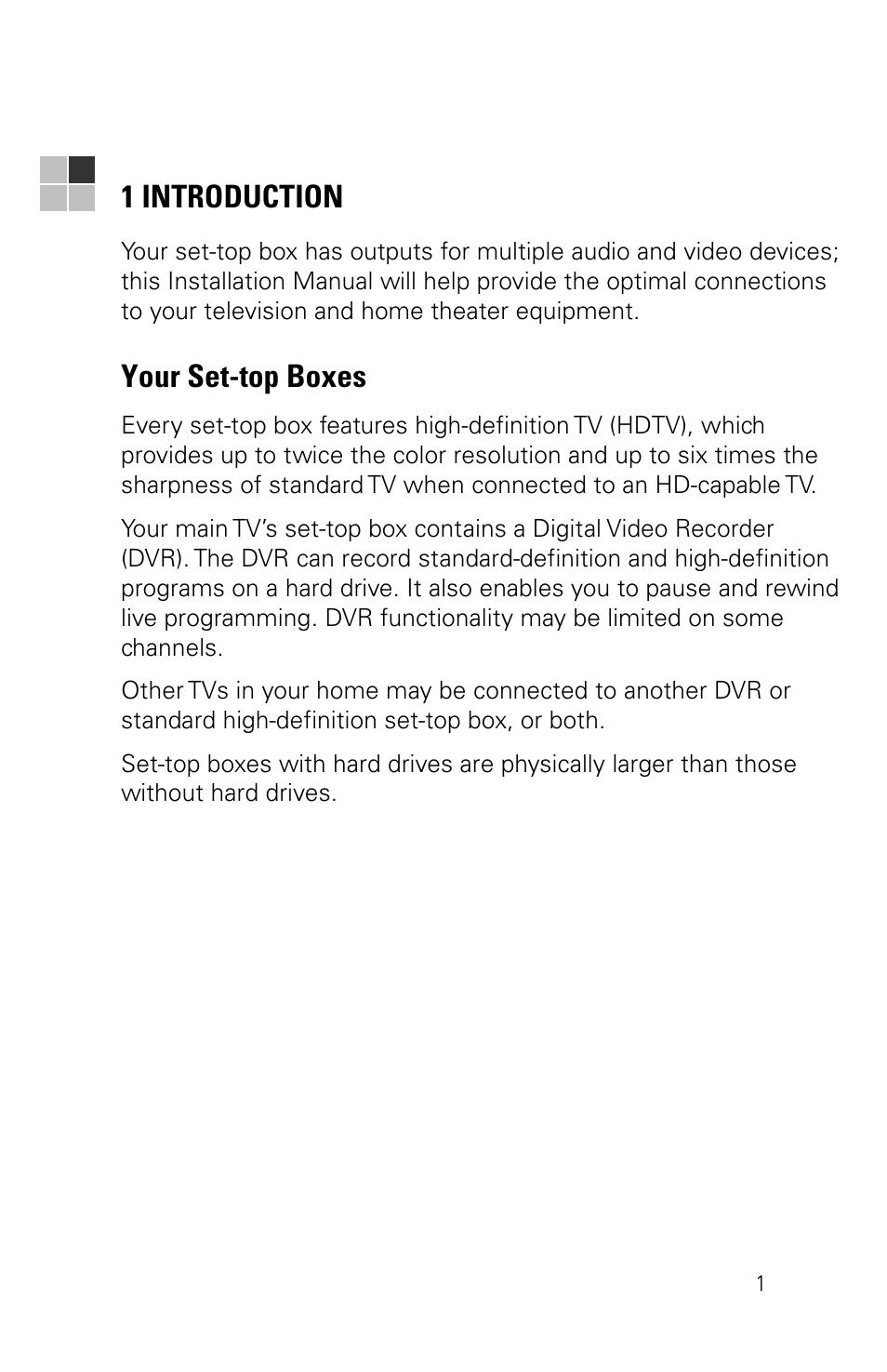 1 introduction, Your set-top boxes | Motorola VIP1200 User Manual | Page 11 / 27