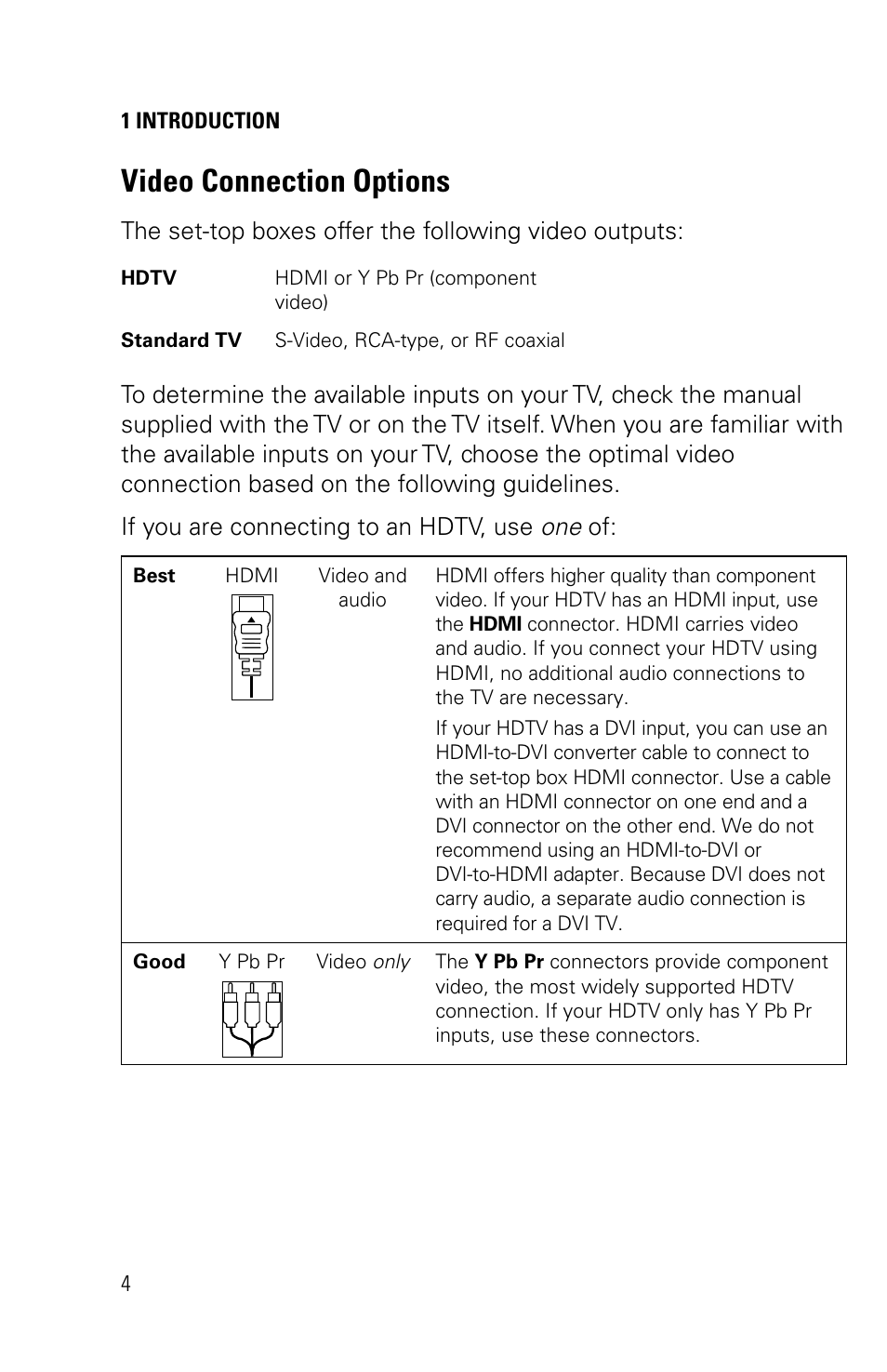 Video connection options | Motorola VIP1200 User Manual | Page 14 / 27