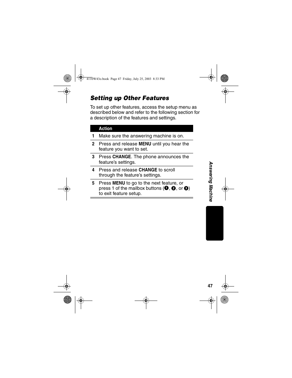 Setting up other features | Motorola MD680 User Manual | Page 49 / 76