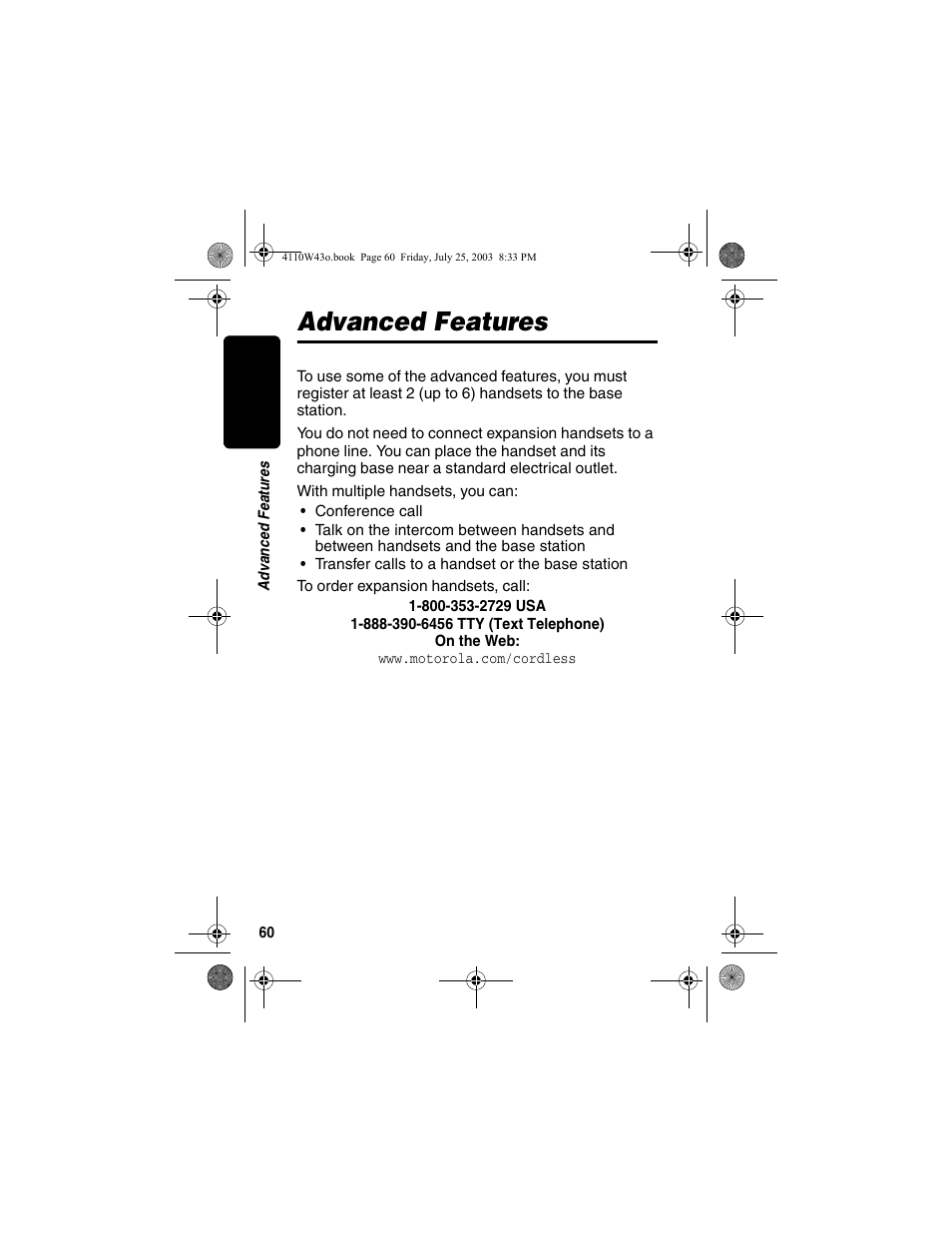 Advanced features | Motorola MD680 User Manual | Page 62 / 76
