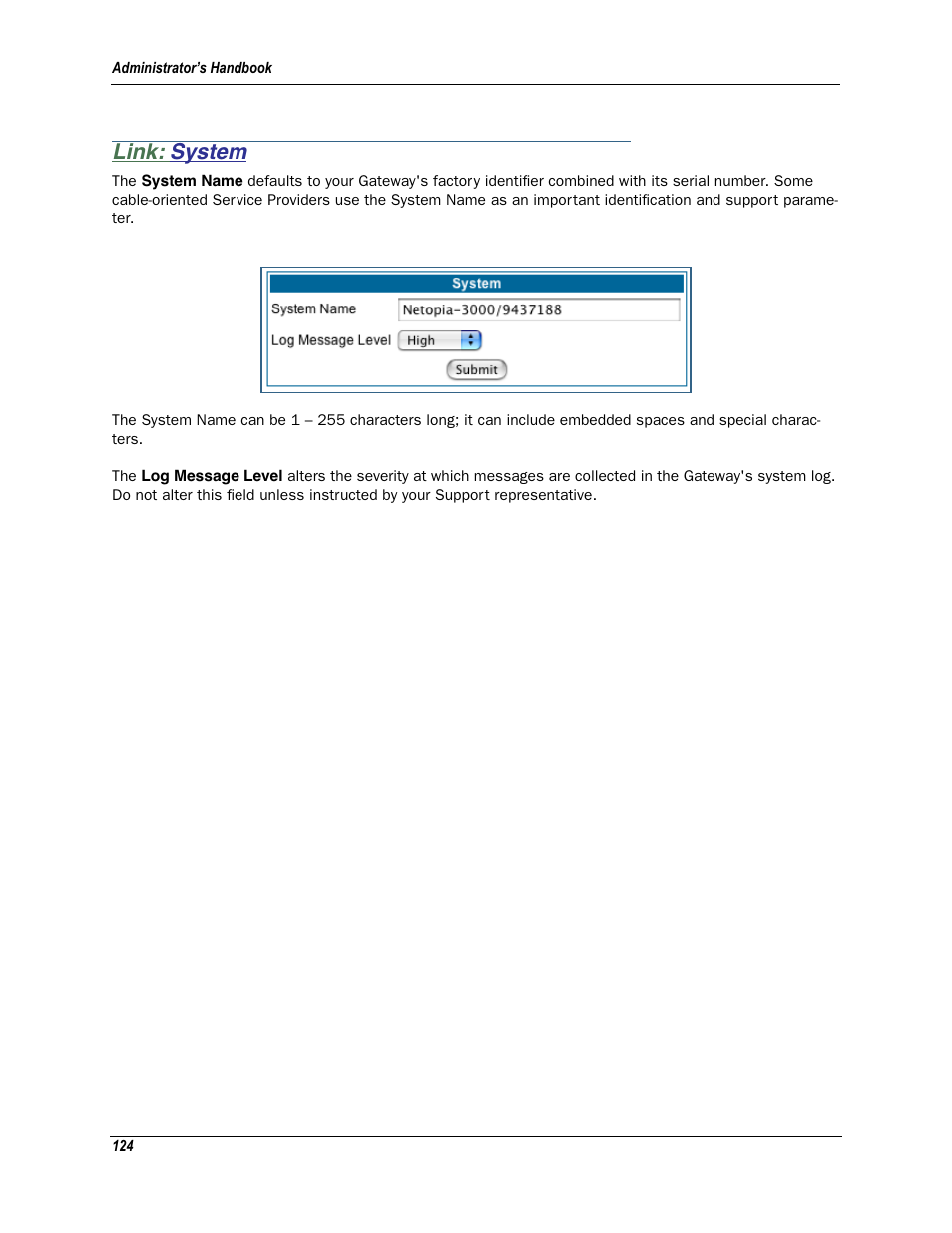 Link: system, System | Motorola Netopia 3342N User Manual | Page 124 / 368