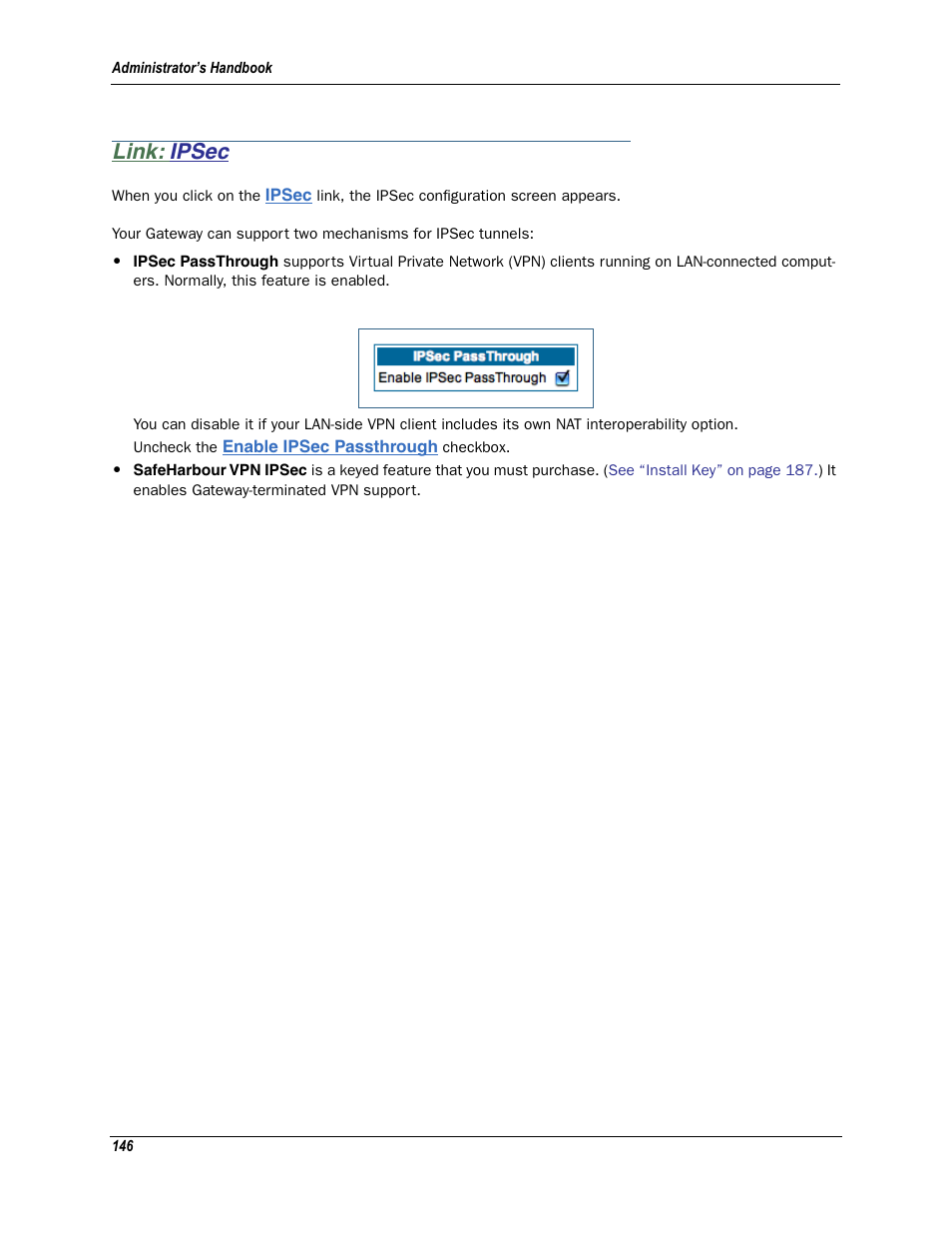 Link: ipsec, Ipsec | Motorola Netopia 3342N User Manual | Page 146 / 368