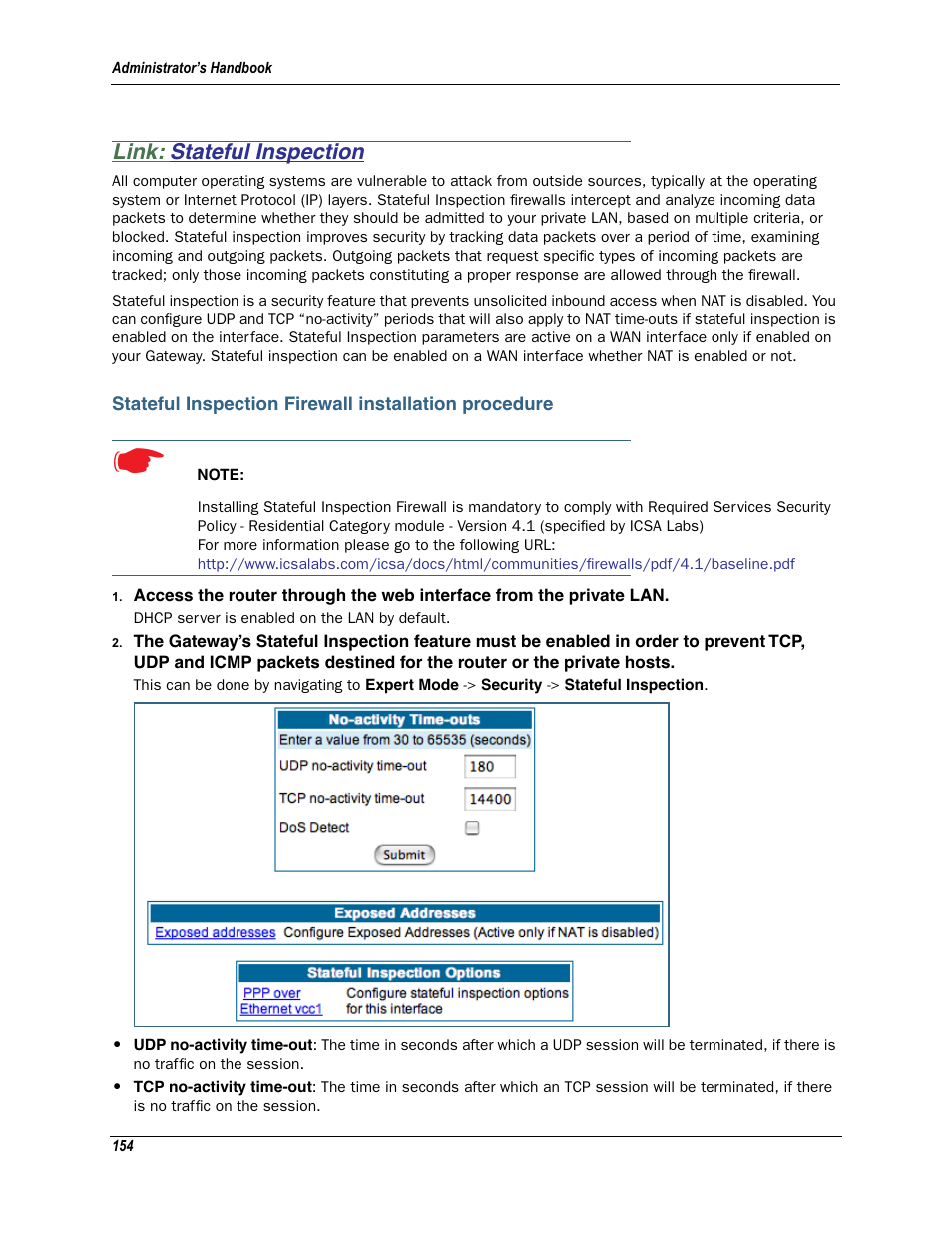 Link: stateful inspection, Stateful inspection | Motorola Netopia 3342N User Manual | Page 154 / 368