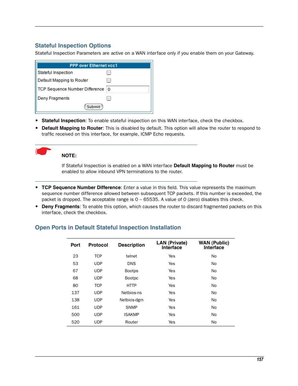 Stateful inspection options | Motorola Netopia 3342N User Manual | Page 157 / 368