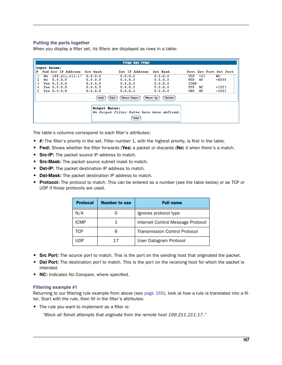 Putting the parts together filtering example #1 | Motorola Netopia 3342N User Manual | Page 167 / 368