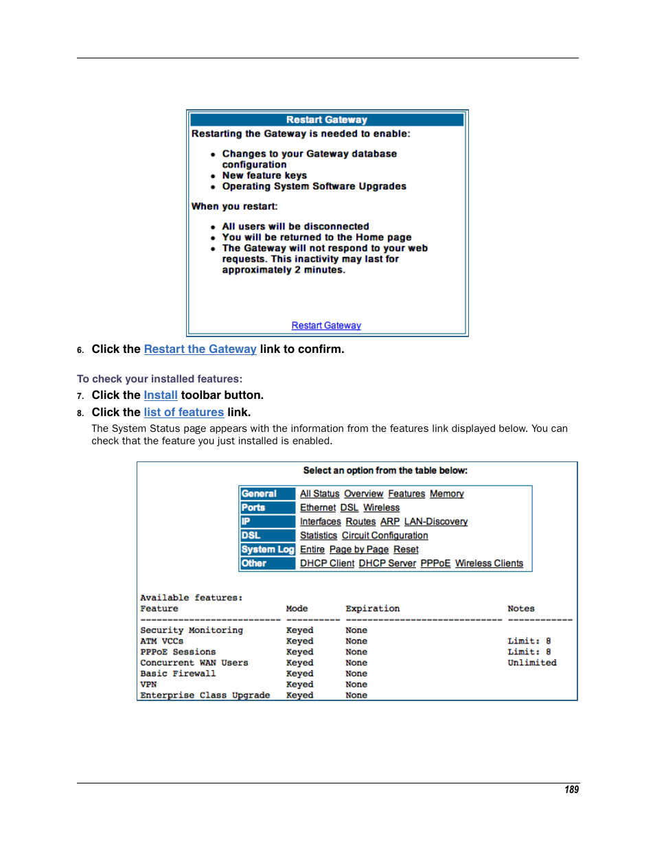 To check your installed features | Motorola Netopia 3342N User Manual | Page 189 / 368