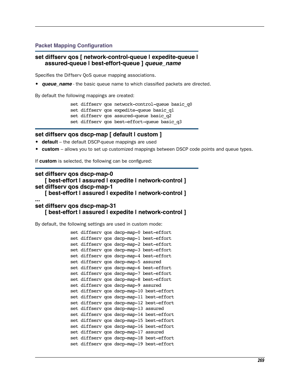 Packet mapping configuration, Queue_name | Motorola Netopia 3342N User Manual | Page 269 / 368