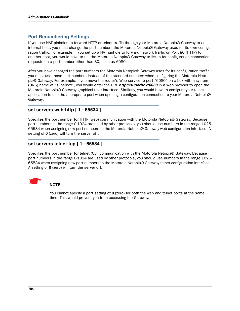 Port renumbering settings | Motorola Netopia 3342N User Manual | Page 286 / 368