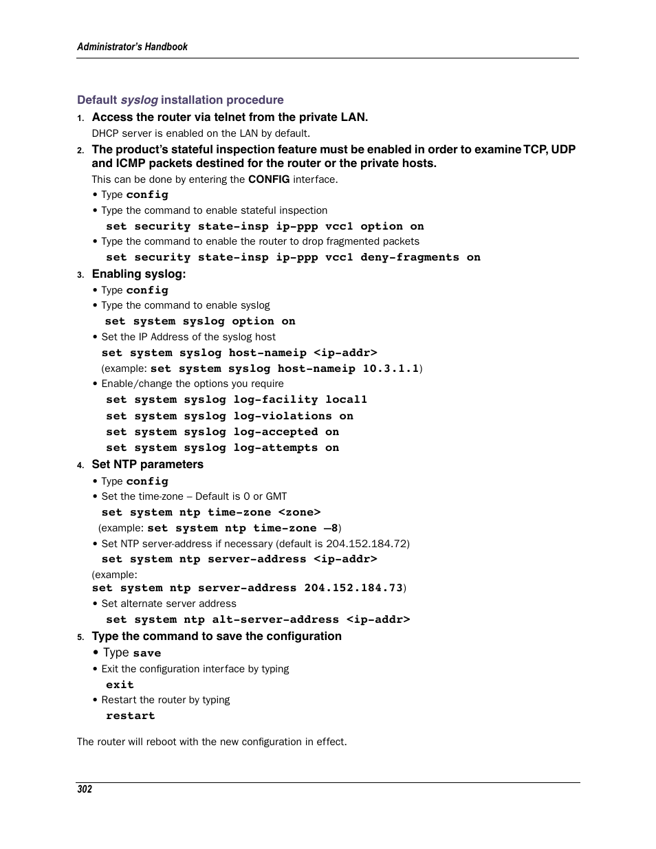 Default syslog installation procedure | Motorola Netopia 3342N User Manual | Page 302 / 368