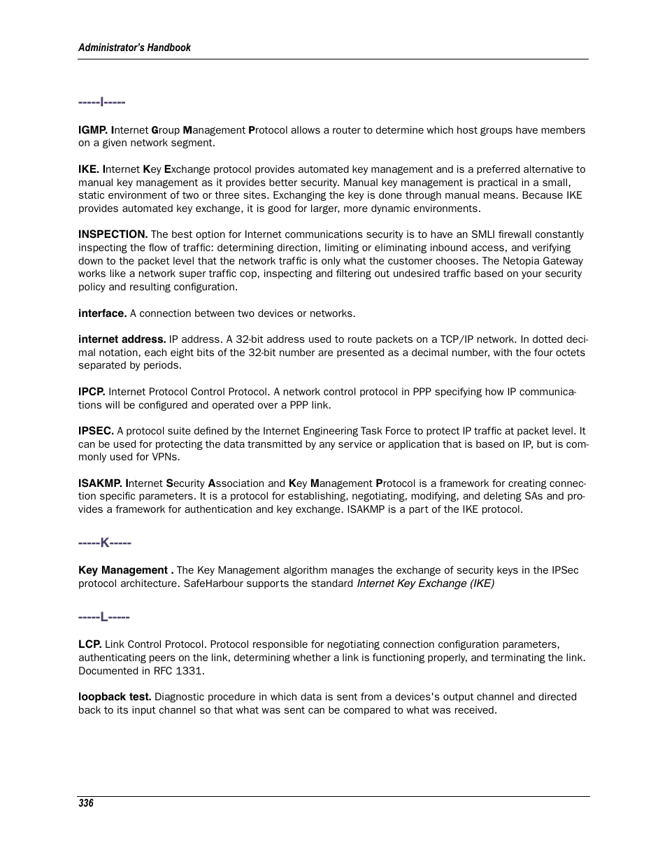 I -----k -----l | Motorola Netopia 3342N User Manual | Page 336 / 368