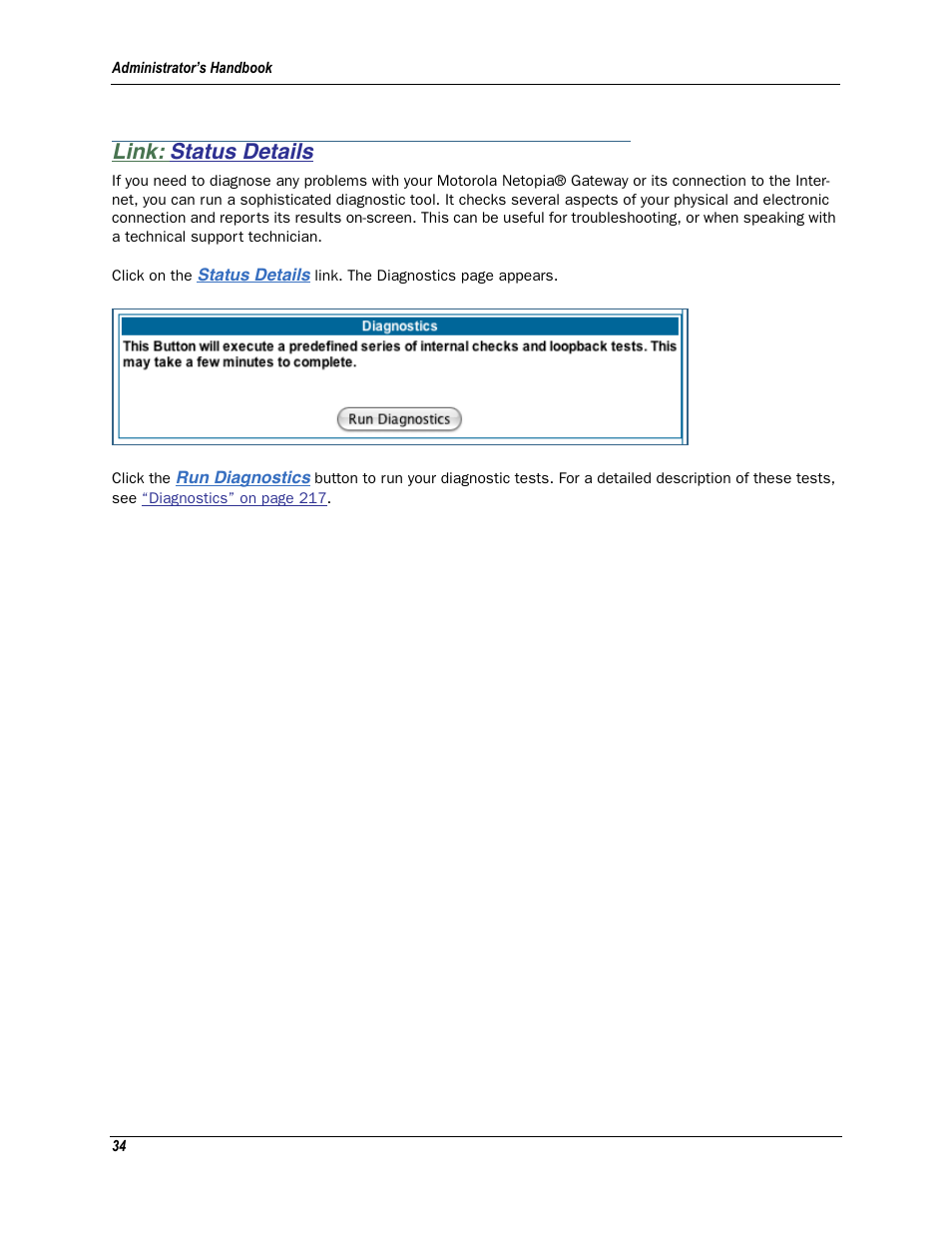 Link: status details, Status details | Motorola Netopia 3342N User Manual | Page 34 / 368