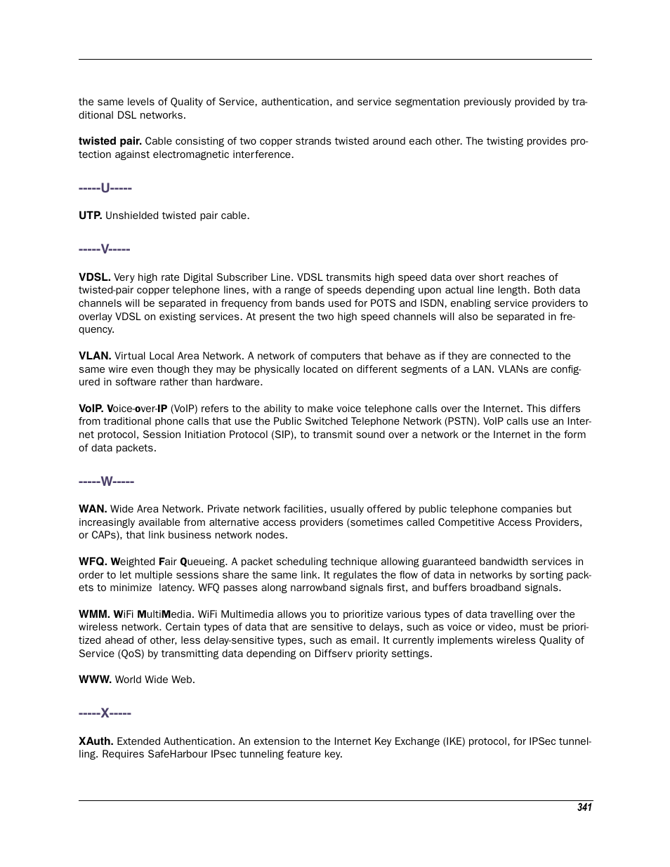 U -----v -----w -----x | Motorola Netopia 3342N User Manual | Page 341 / 368