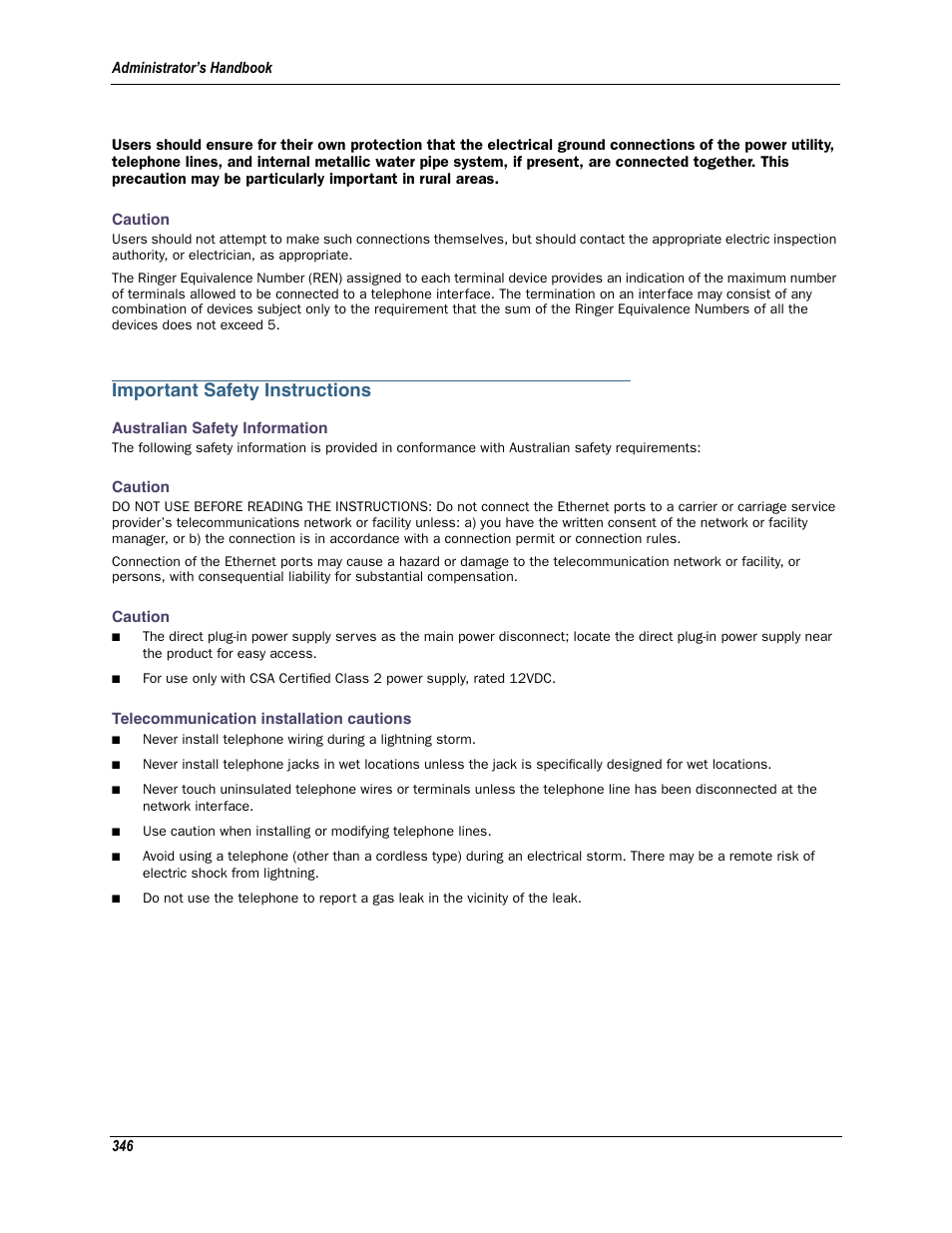 Important safety instructions, Caution | Motorola Netopia 3342N User Manual | Page 346 / 368