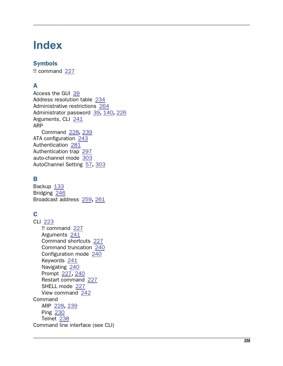 Index | Motorola Netopia 3342N User Manual | Page 359 / 368