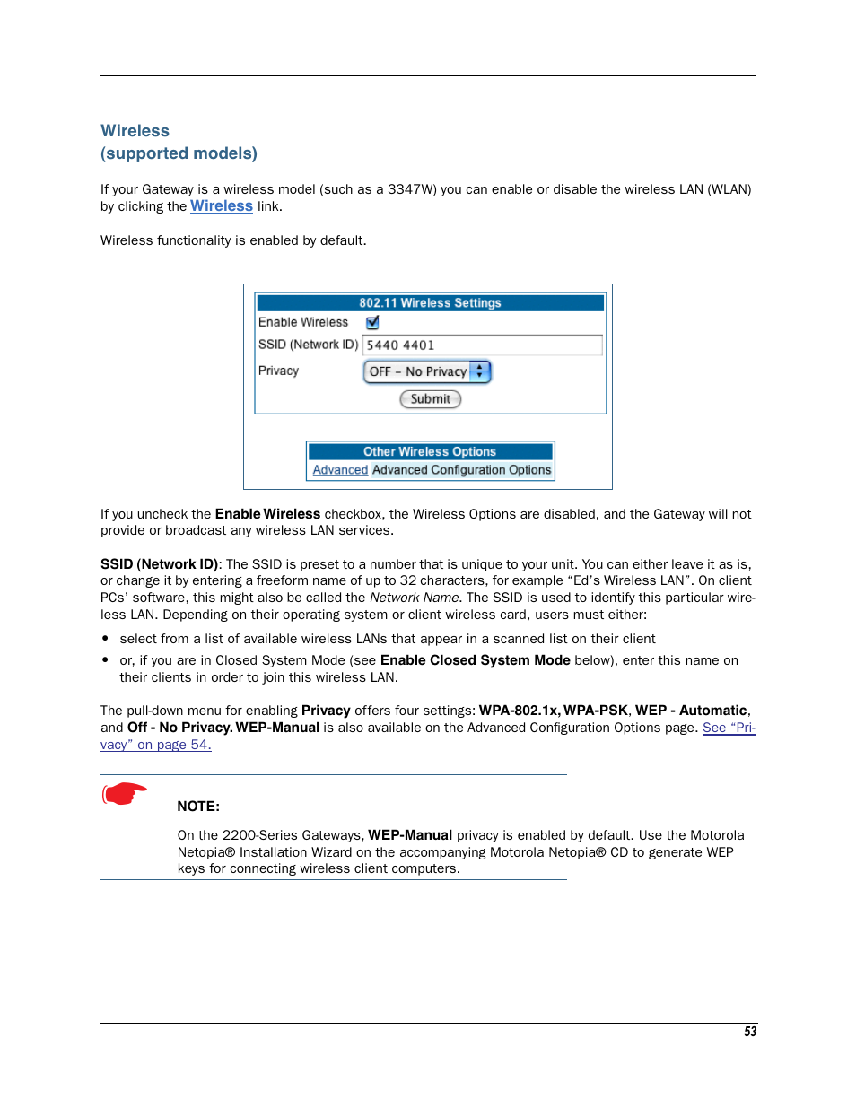 Wireless | Motorola Netopia 3342N User Manual | Page 53 / 368