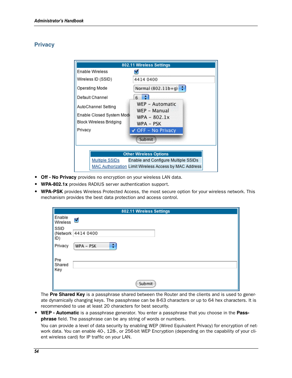 Privacy | Motorola Netopia 3342N User Manual | Page 54 / 368