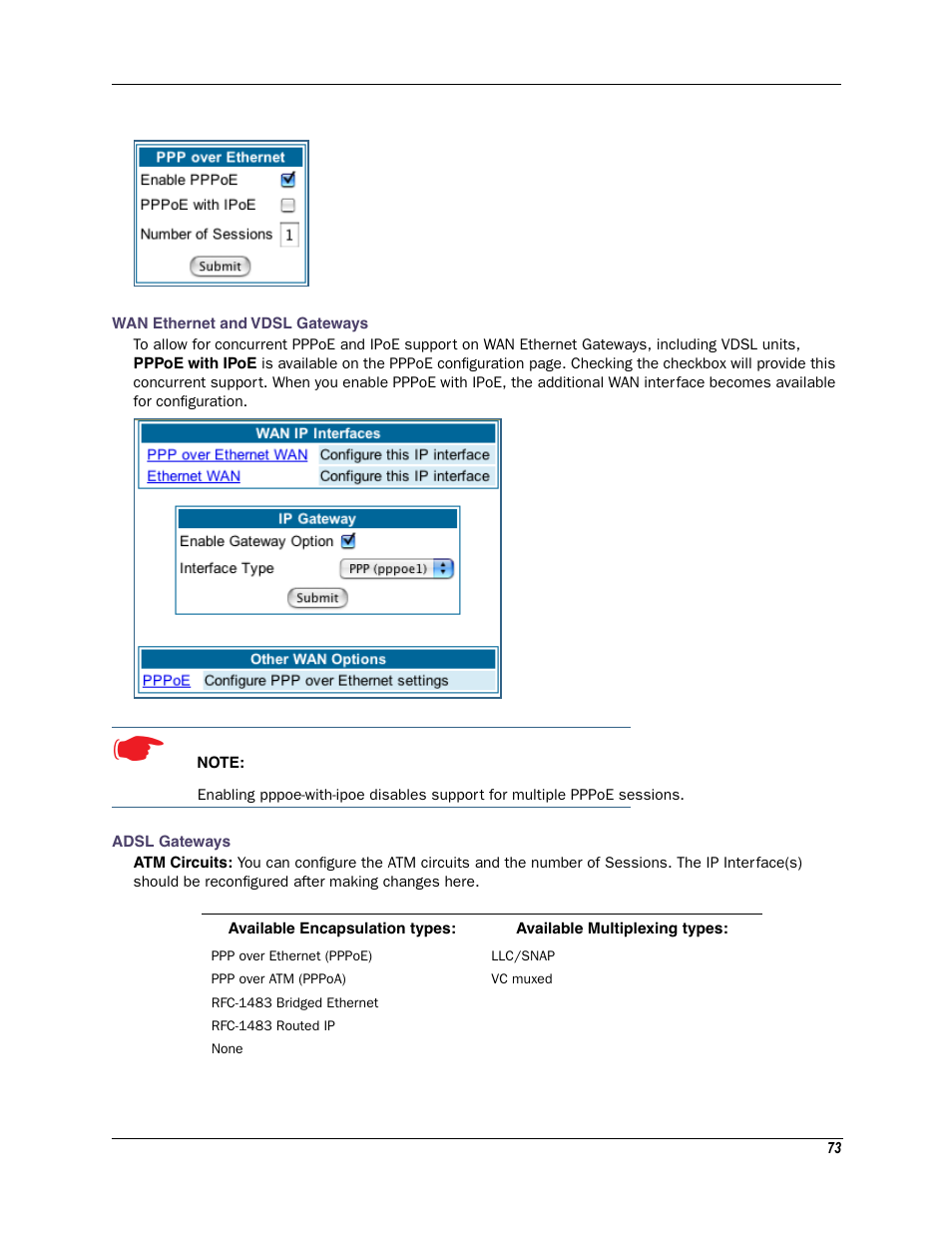 Wan ethernet and vdsl gateways adsl gateways | Motorola Netopia 3342N User Manual | Page 73 / 368