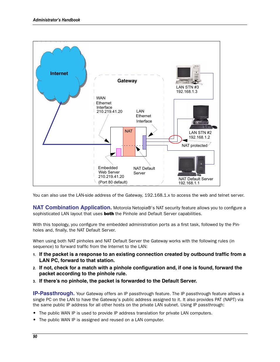 Nat combination application ip-passthrough, Nat combination application, Ip-passthrough | Motorola Netopia 3342N User Manual | Page 90 / 368