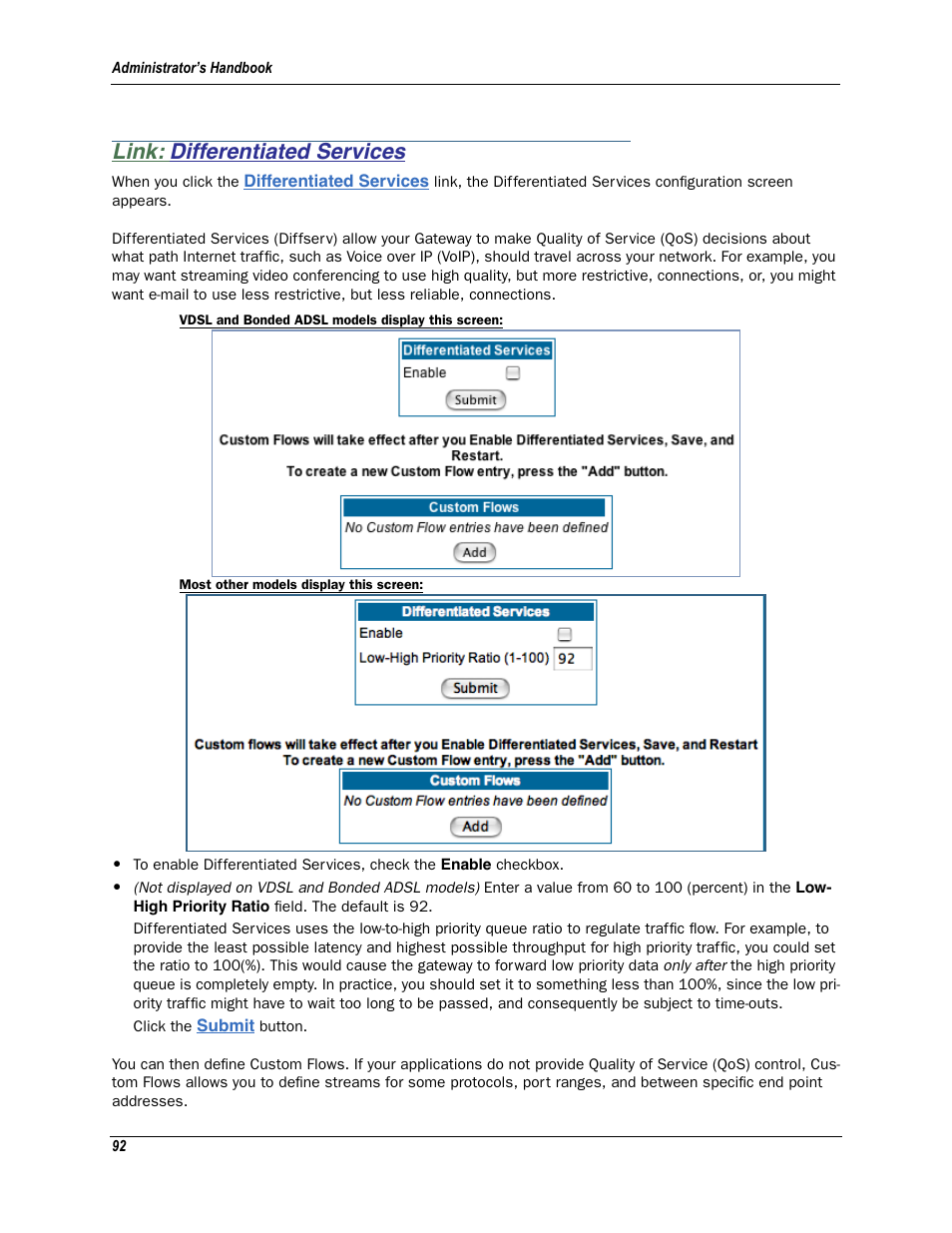 Link: differentiated services, Differentiated services | Motorola Netopia 3342N User Manual | Page 92 / 368