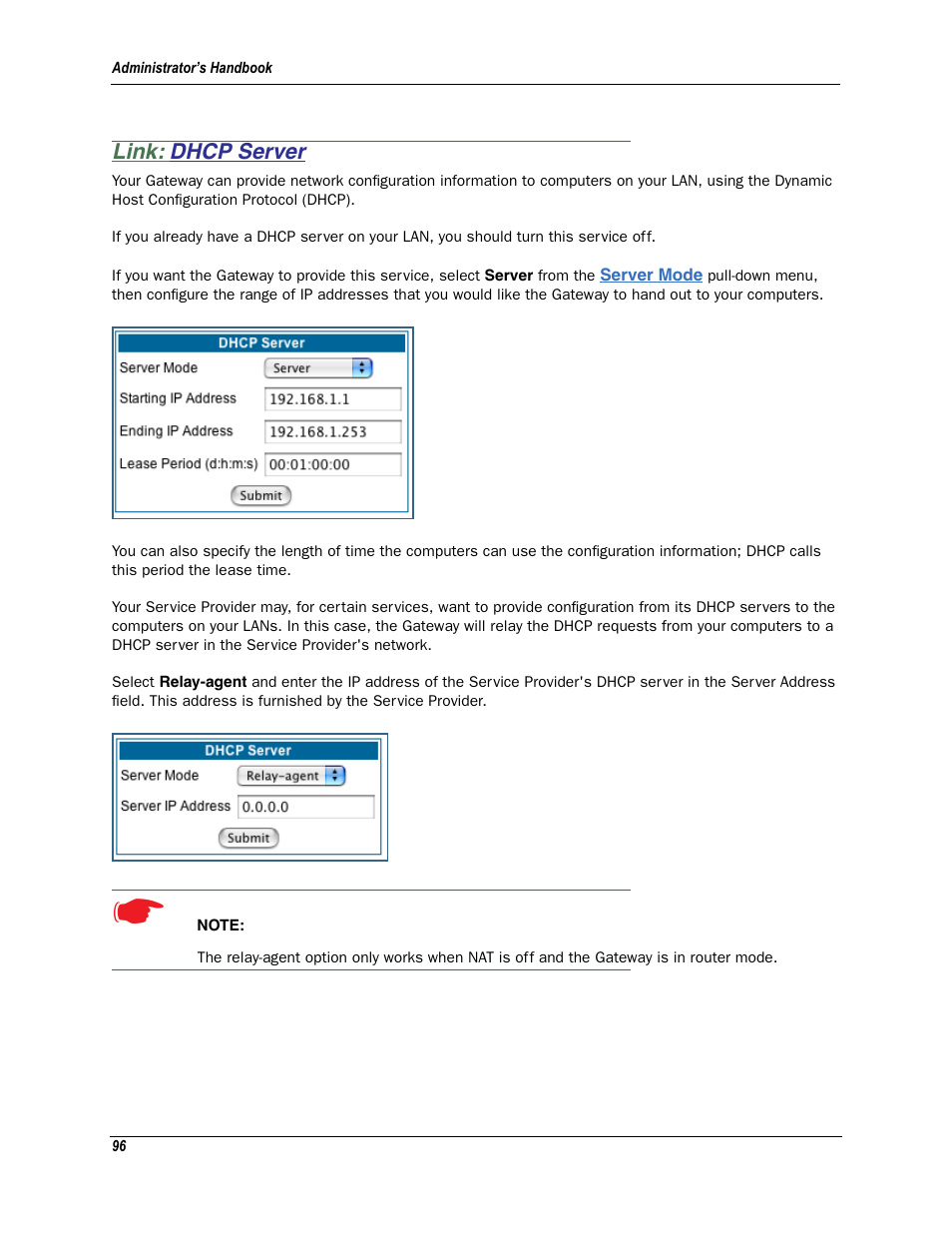 Link: dhcp server, Dhcp server | Motorola Netopia 3342N User Manual | Page 96 / 368