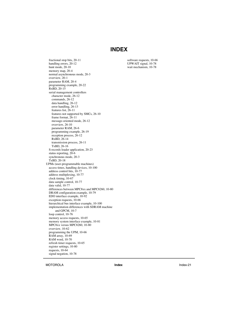 Index | Motorola MPC8260 User Manual | Page 1001 / 1006