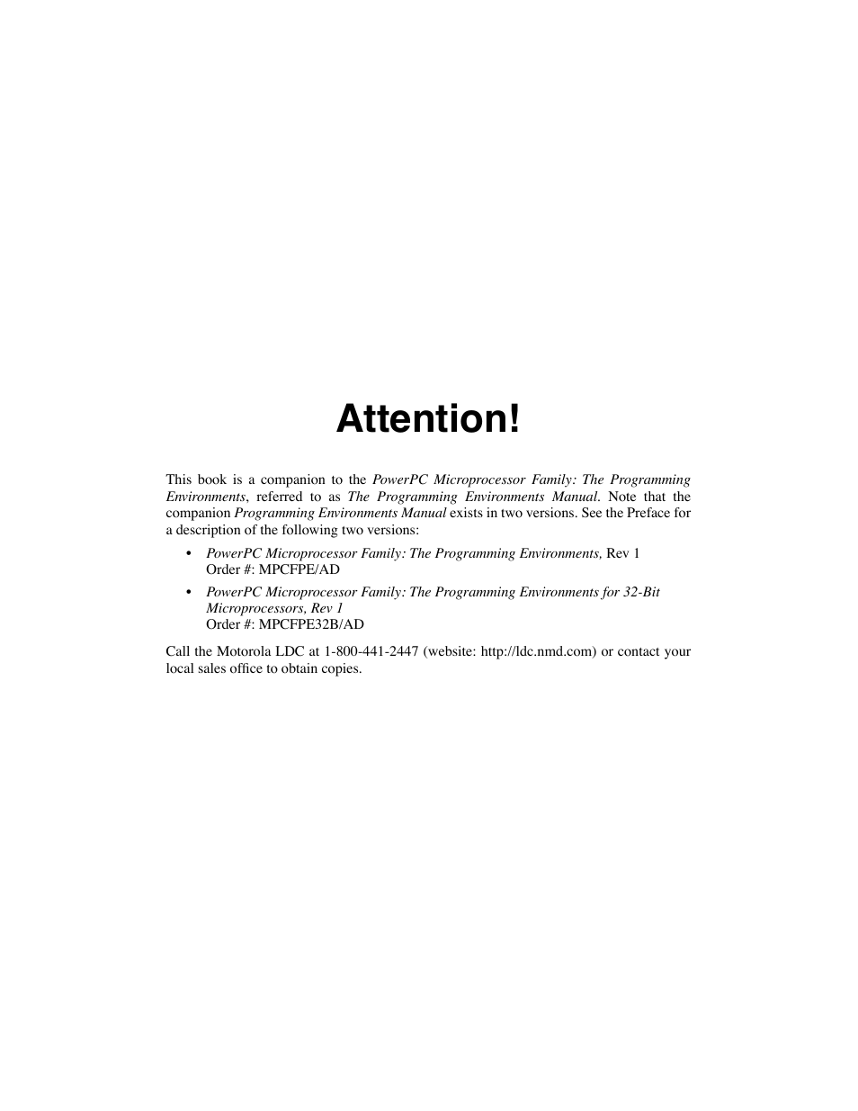 Attention | Motorola MPC8260 User Manual | Page 1005 / 1006