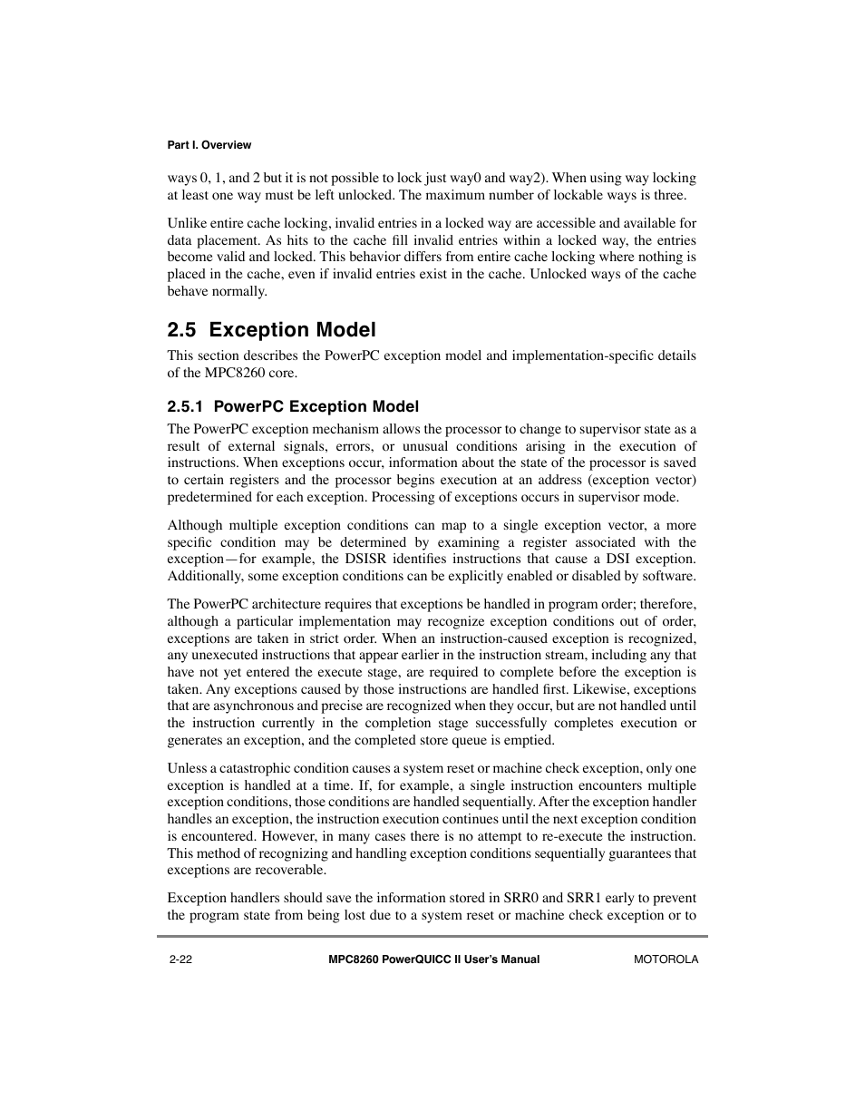 5 exception model, 1 powerpc exception model, Powerpc exception model -22 | Bus configuration register (bcr) -25 | Motorola MPC8260 User Manual | Page 110 / 1006