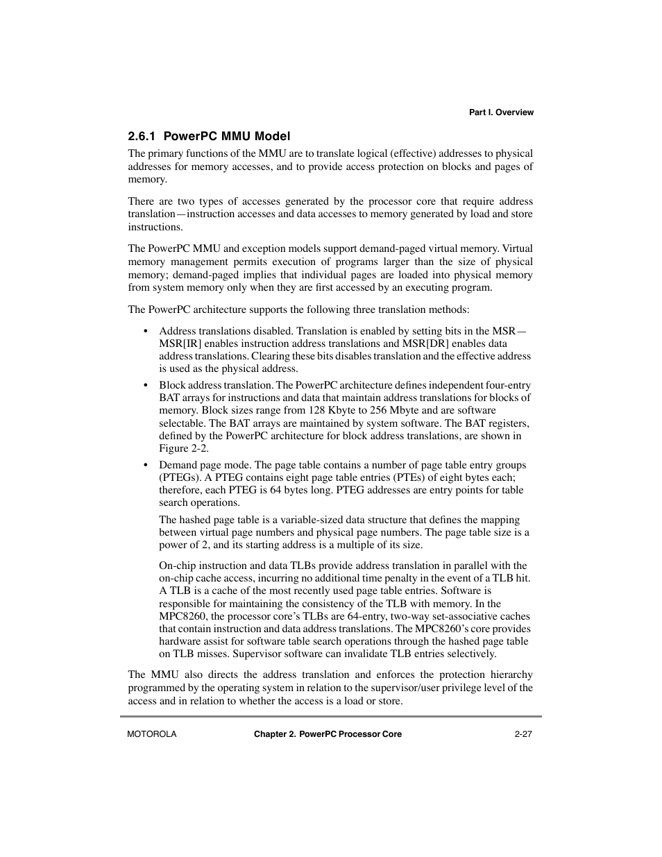 1 powerpc mmu model, Powerpc mmu model -27 | Motorola MPC8260 User Manual | Page 115 / 1006