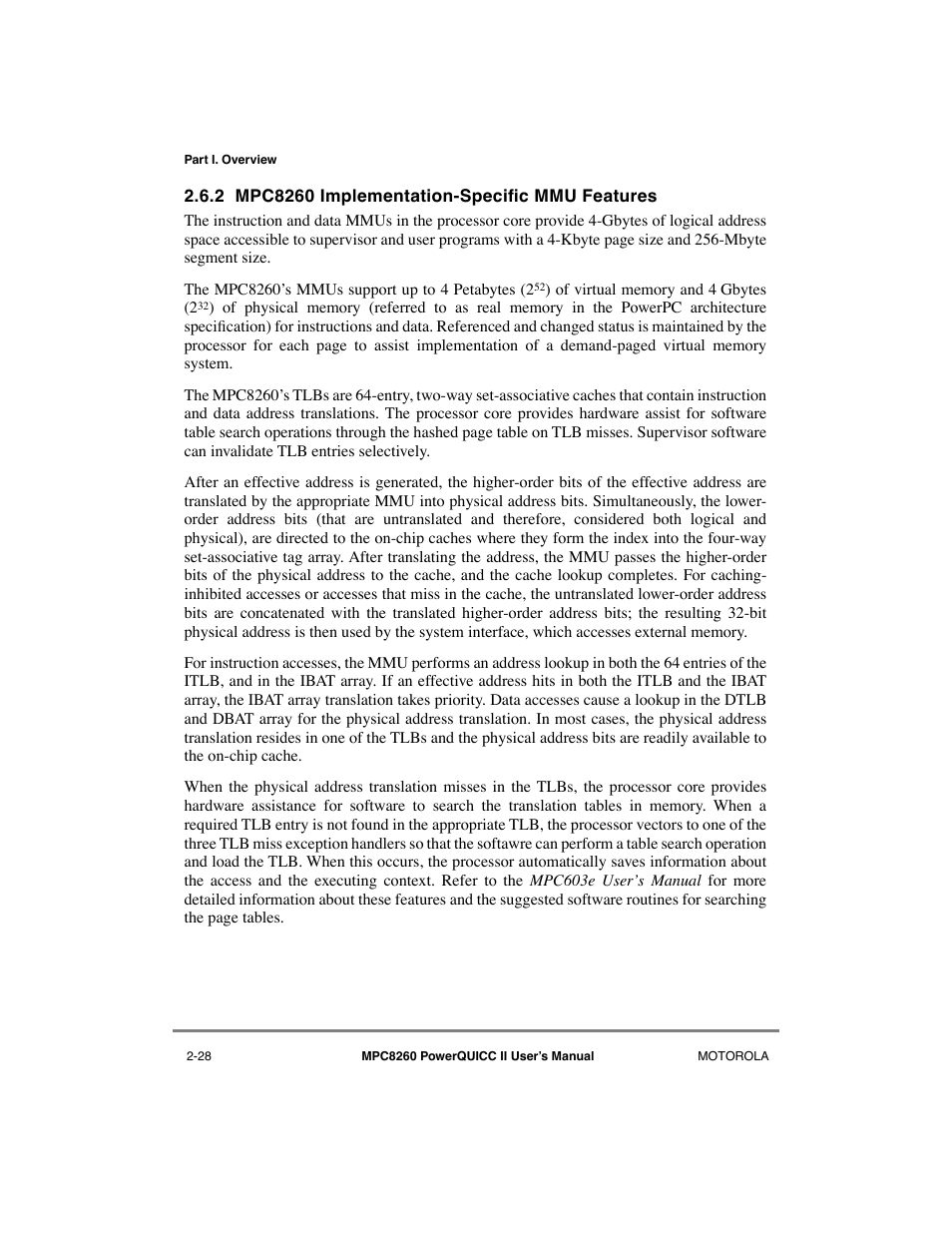 2 mpc8260 implementation-specific mmu features, Mpc8260 implementation-specific mmu features -28 | Motorola MPC8260 User Manual | Page 116 / 1006