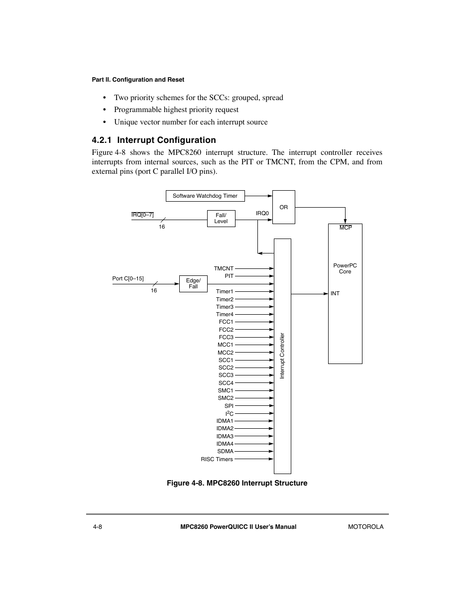 1 interrupt configuration, Interrupt configuration -8, Mpc8260 interrupt structure -8 | 1 interrupt conþguration | Motorola MPC8260 User Manual | Page 146 / 1006