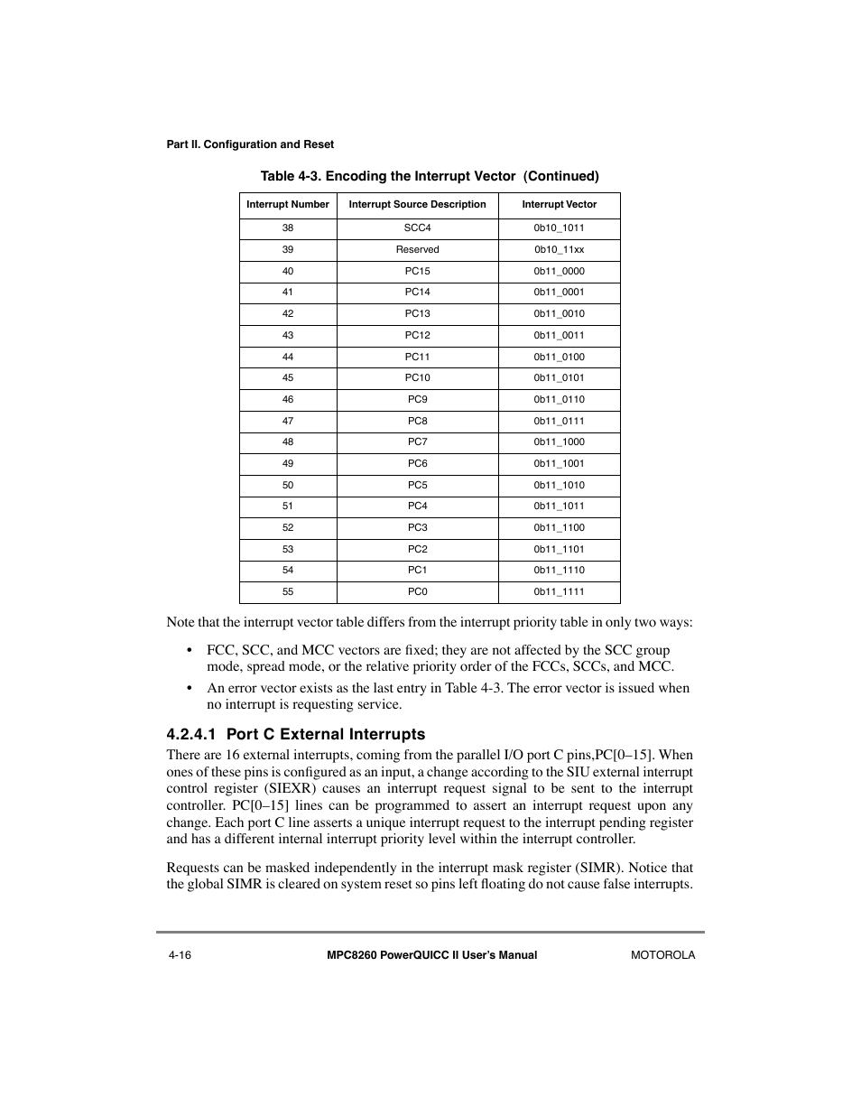 1 port c external interrupts, Port c external interrupts -16 | Motorola MPC8260 User Manual | Page 154 / 1006