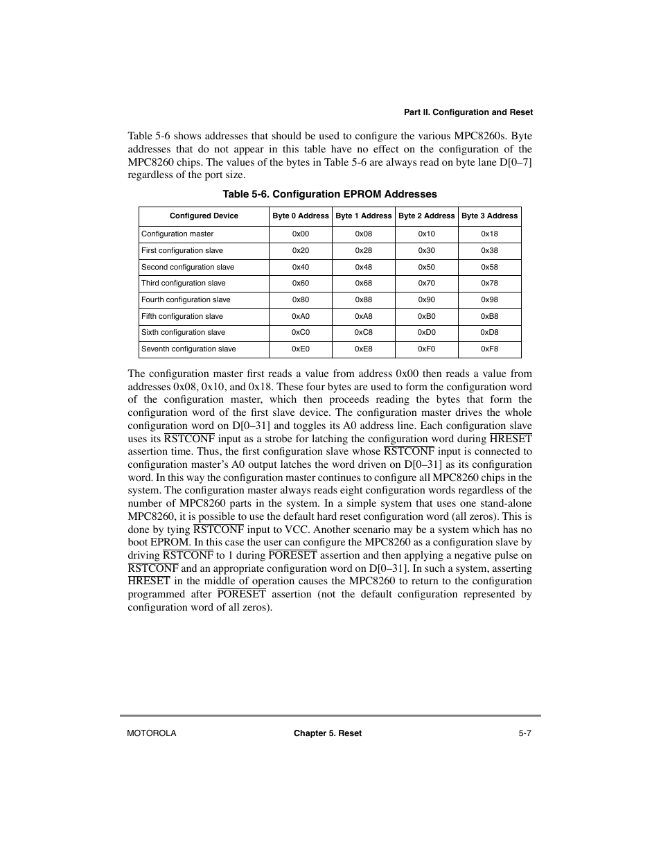 Configuration eprom addresses -7 | Motorola MPC8260 User Manual | Page 191 / 1006