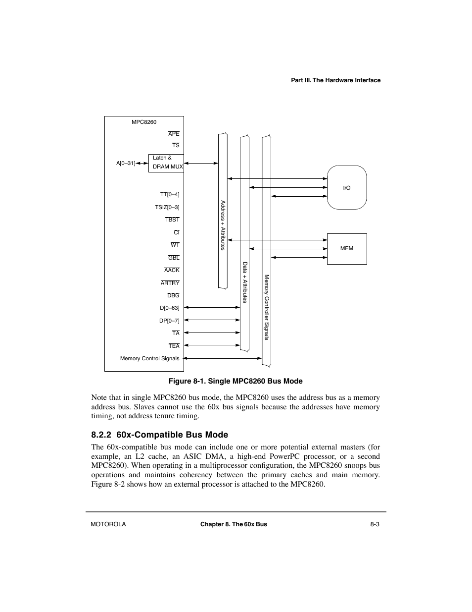2 60x-compatible bus mode, 60x-compatible bus mode -3, Single mpc8260 bus mode -3 | Motorola MPC8260 User Manual | Page 235 / 1006