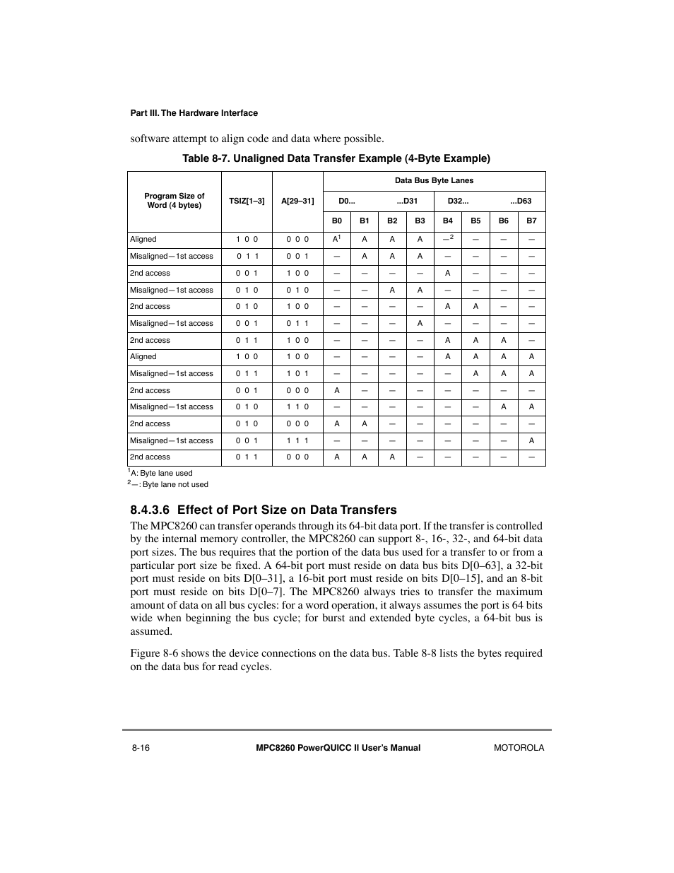 6 effect of port size on data transfers, Effect of port size on data transfers -16 | Motorola MPC8260 User Manual | Page 248 / 1006