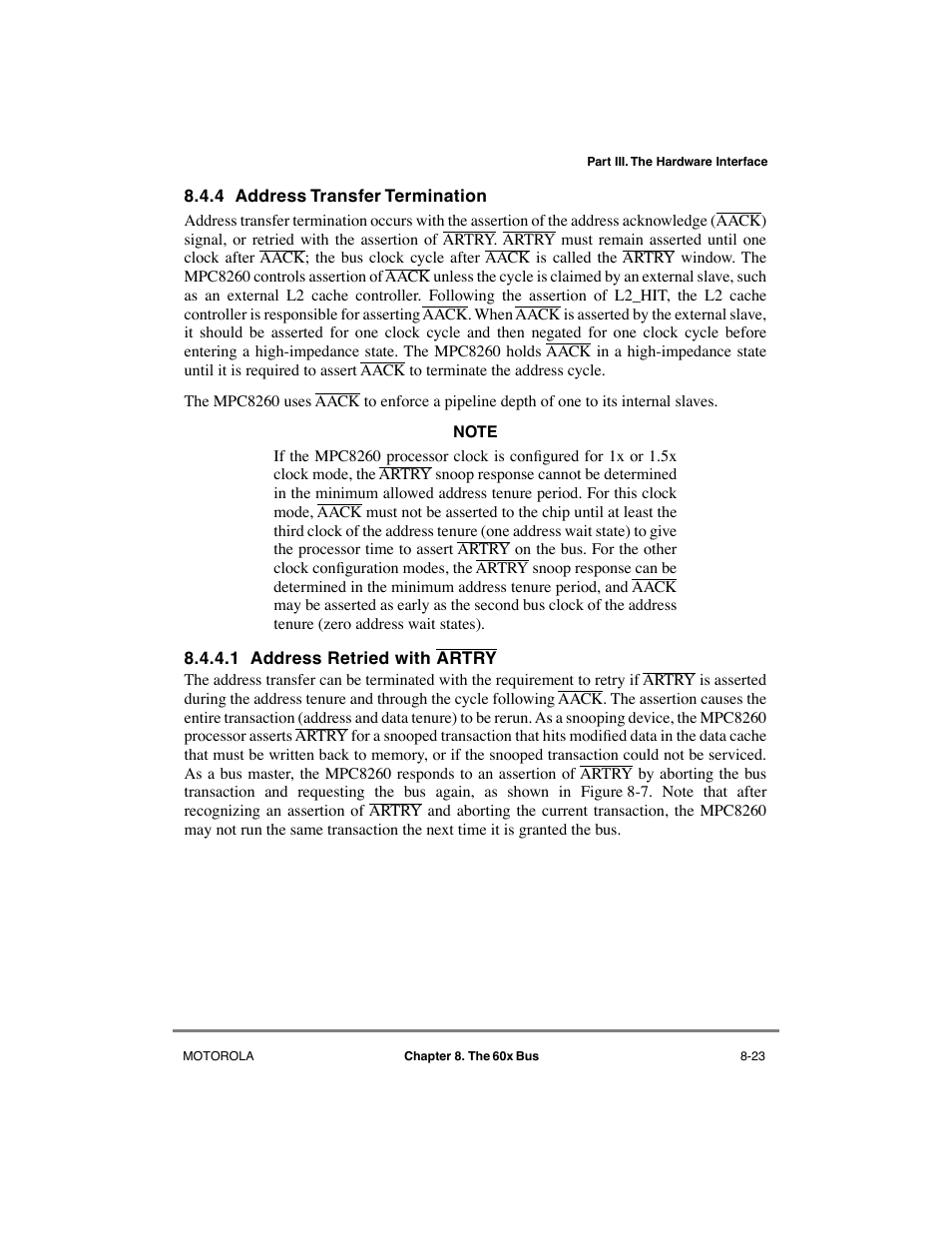 4 address transfer termination, 1 address retried with artry, Address transfer termination -23 | Address retried with artry -23 | Motorola MPC8260 User Manual | Page 255 / 1006