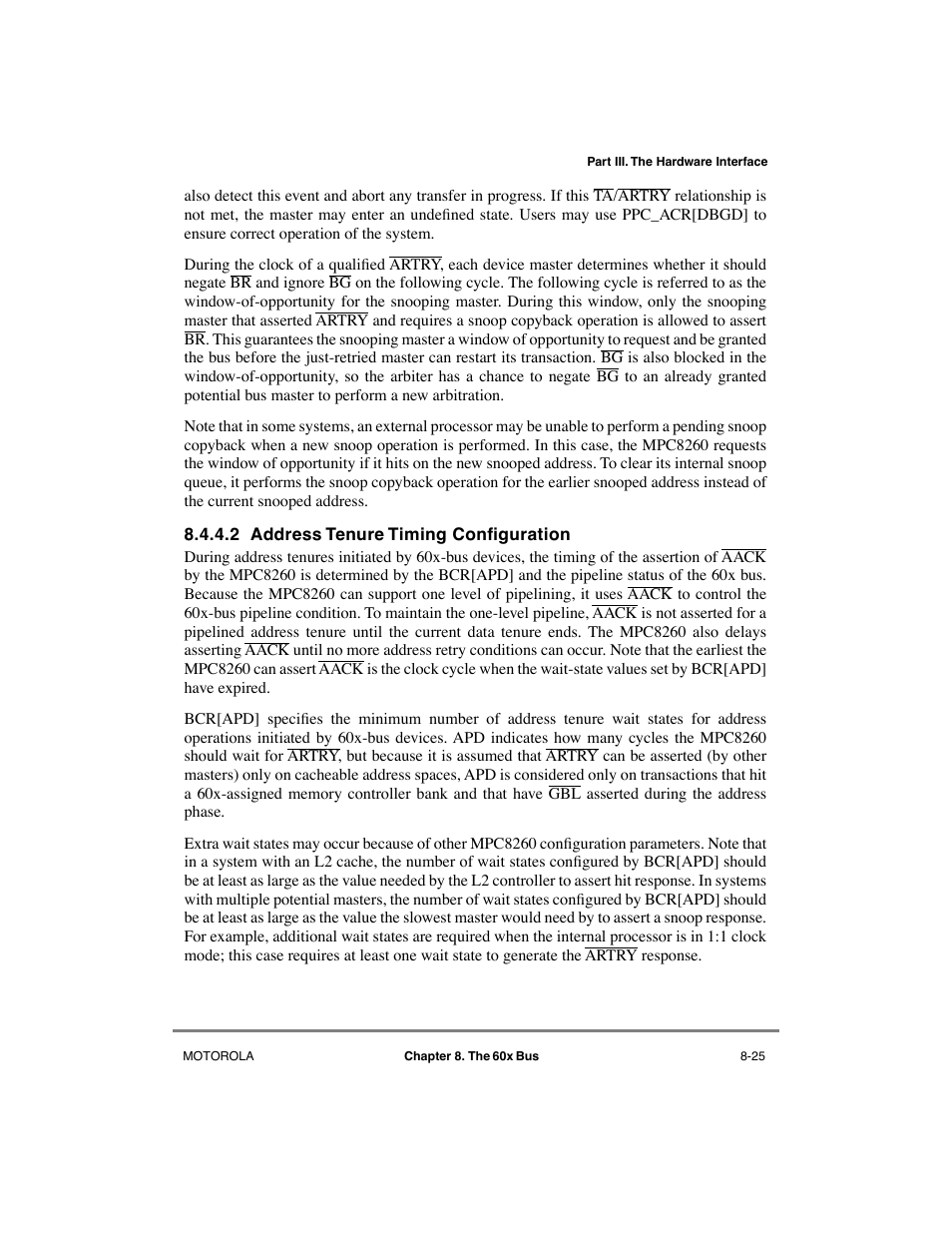 2 address tenure timing configuration, Address tenure timing configuration -25 | Motorola MPC8260 User Manual | Page 257 / 1006