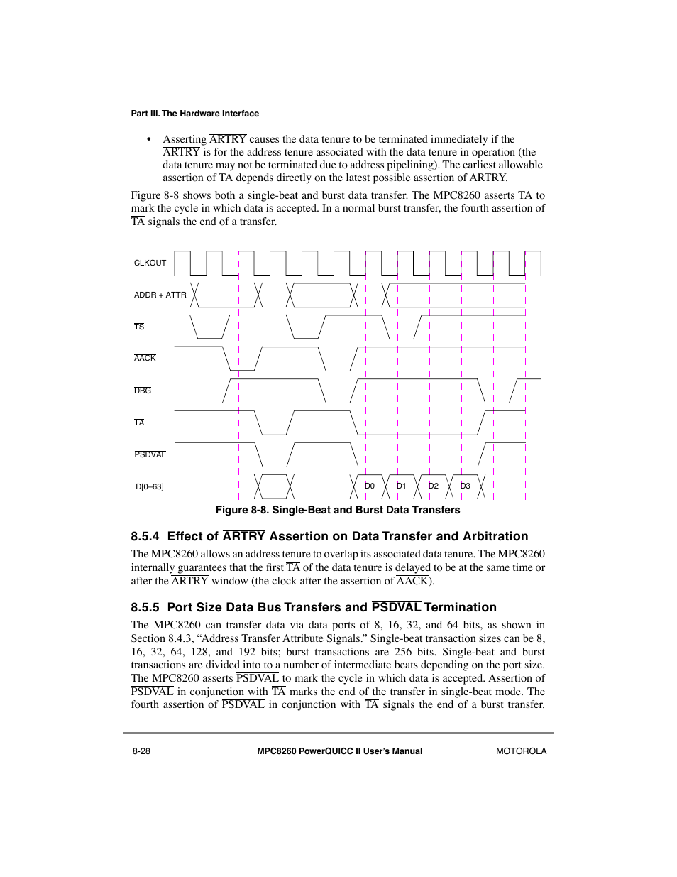 Single-beat and burst data transfers -28 | Motorola MPC8260 User Manual | Page 260 / 1006