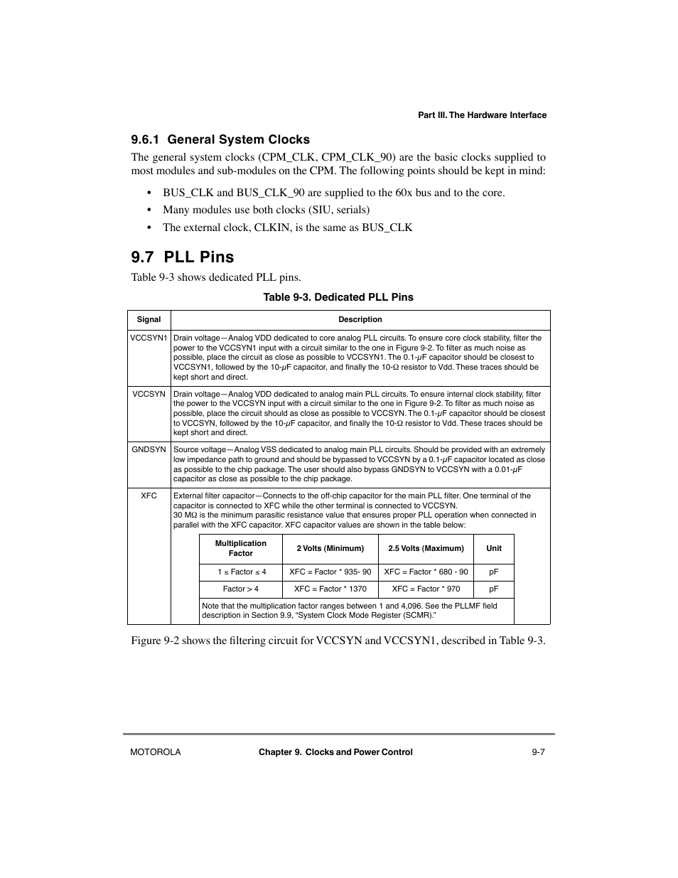1 general system clocks, 7 pll pins, General system clocks -7 | Pll pins -7, Sdram machine -33, Dedicated pll pins -7 | Motorola MPC8260 User Manual | Page 273 / 1006