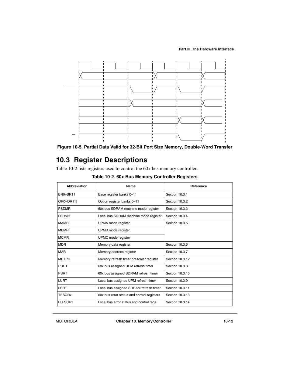 3 register descriptions, Register descriptions -13, 60x bus memory controller registers -13 | Motorola MPC8260 User Manual | Page 289 / 1006